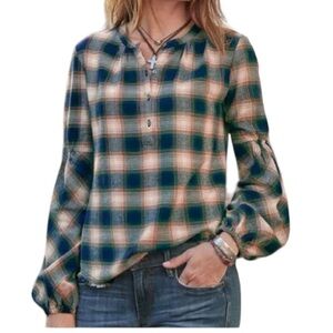 EUC Sundance Dreamers Plaid Henley Top